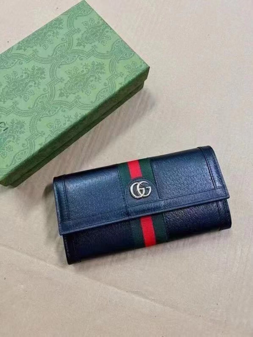 Gucci Ophidia GG Leather Long Flap Wallet